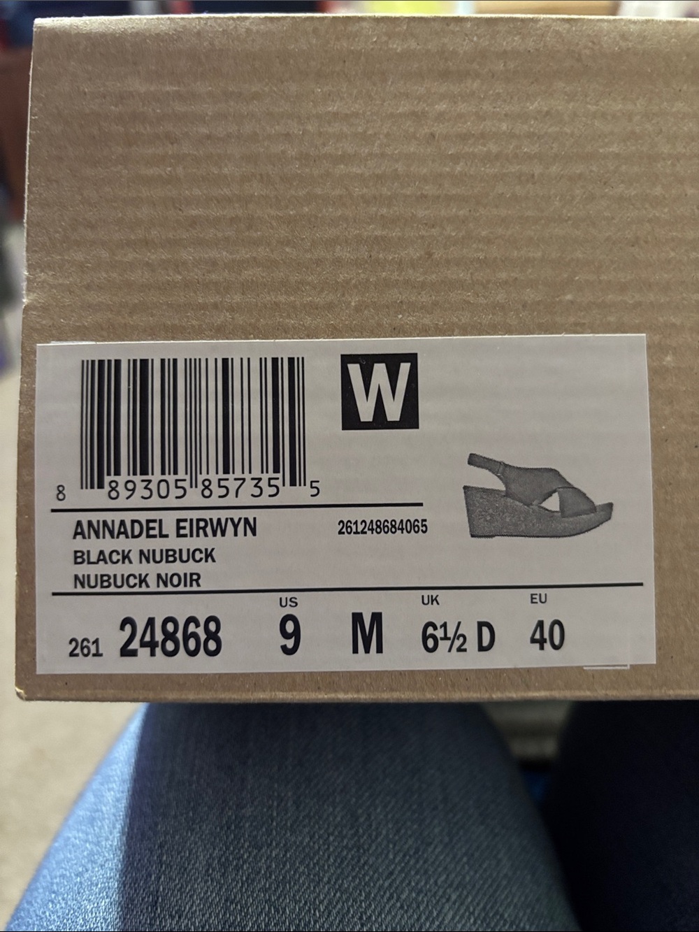 Clark’s Black Cork Wedge Slingback Sandals Annadel Eirwyn NWB 9M Nubuck 3” - Picture 8 of 8